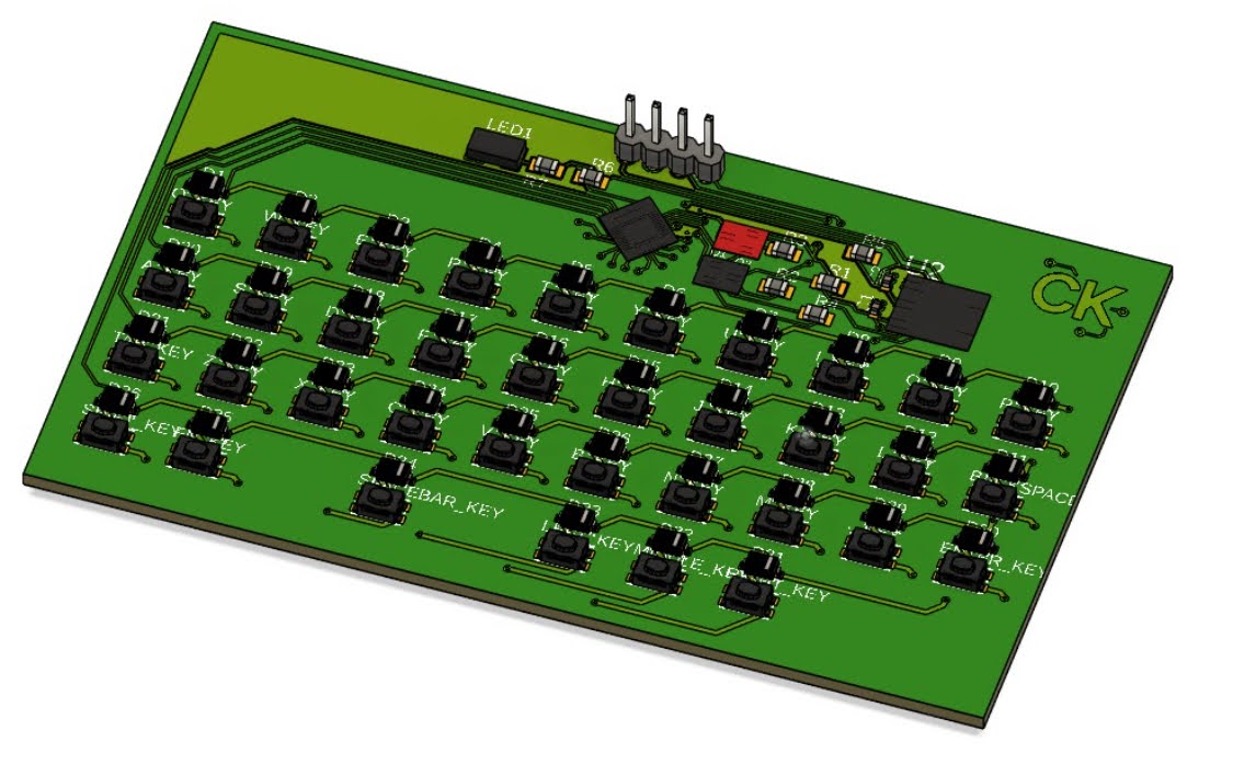 I2C mini keyboard PCB preview
