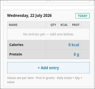 Calories screenshot
