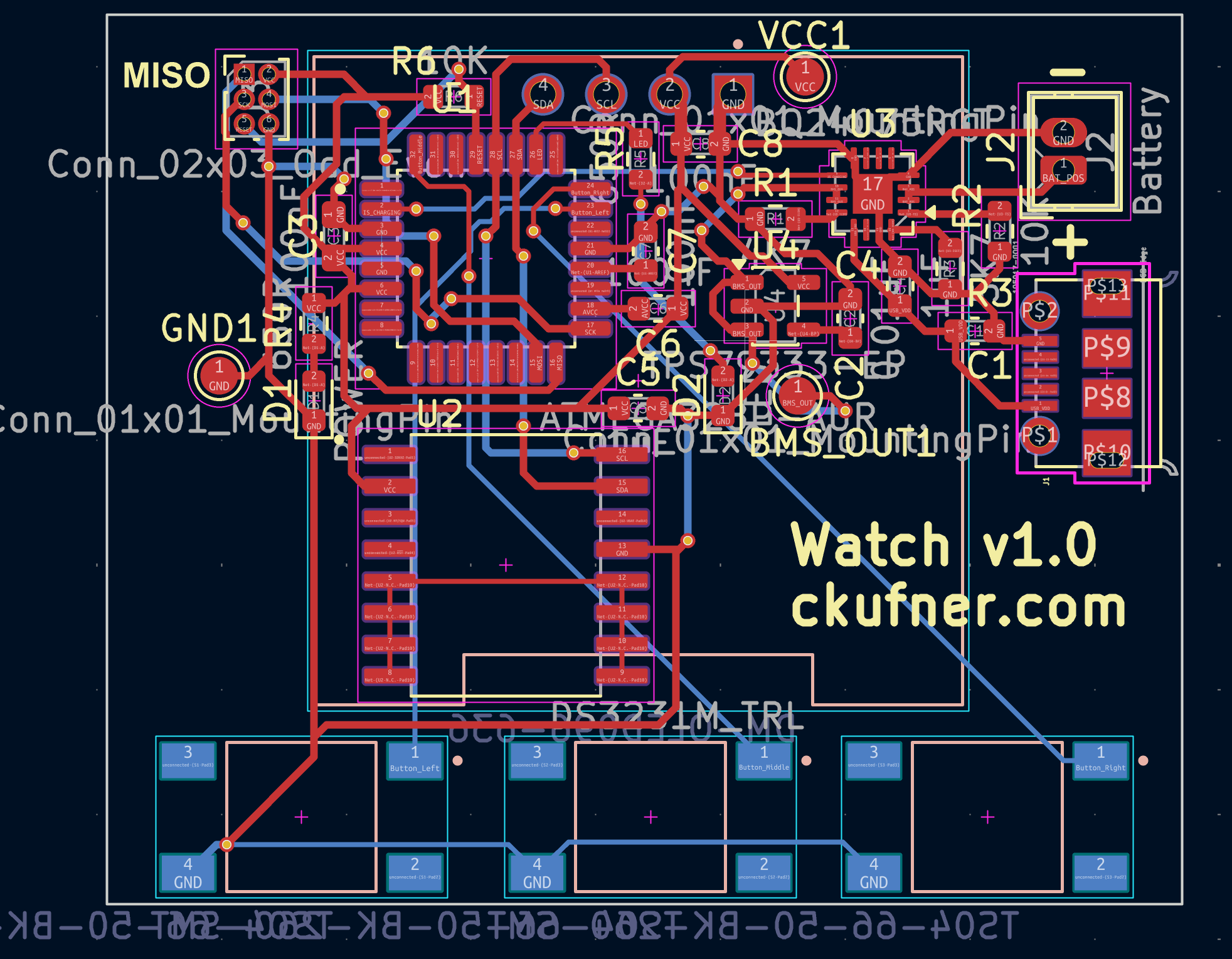 AMEGA328P Watch PCB-Layout